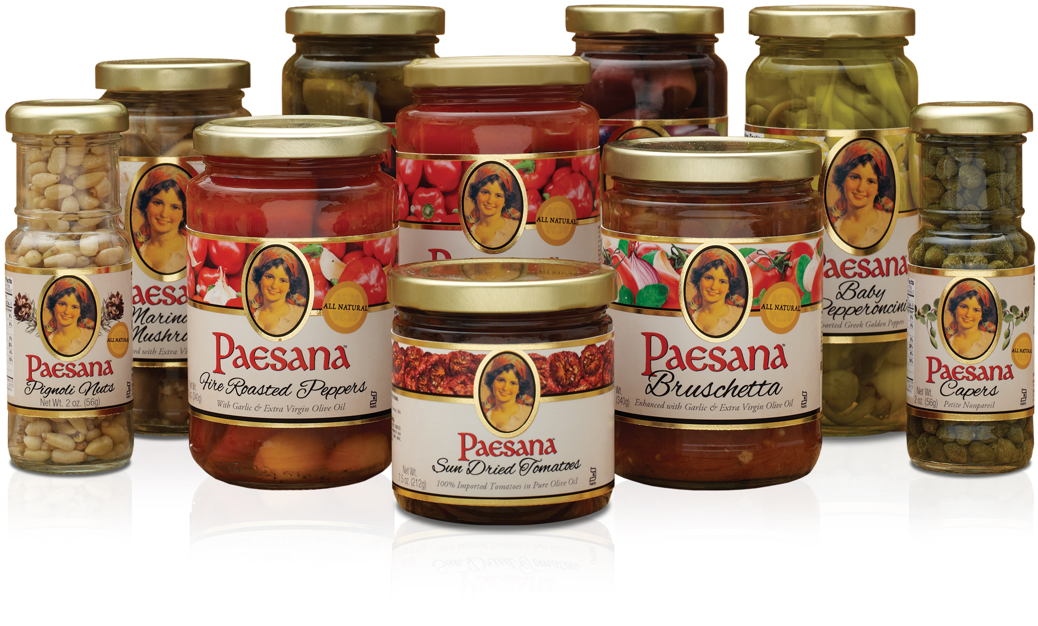 Paesana condiment jars with new labels