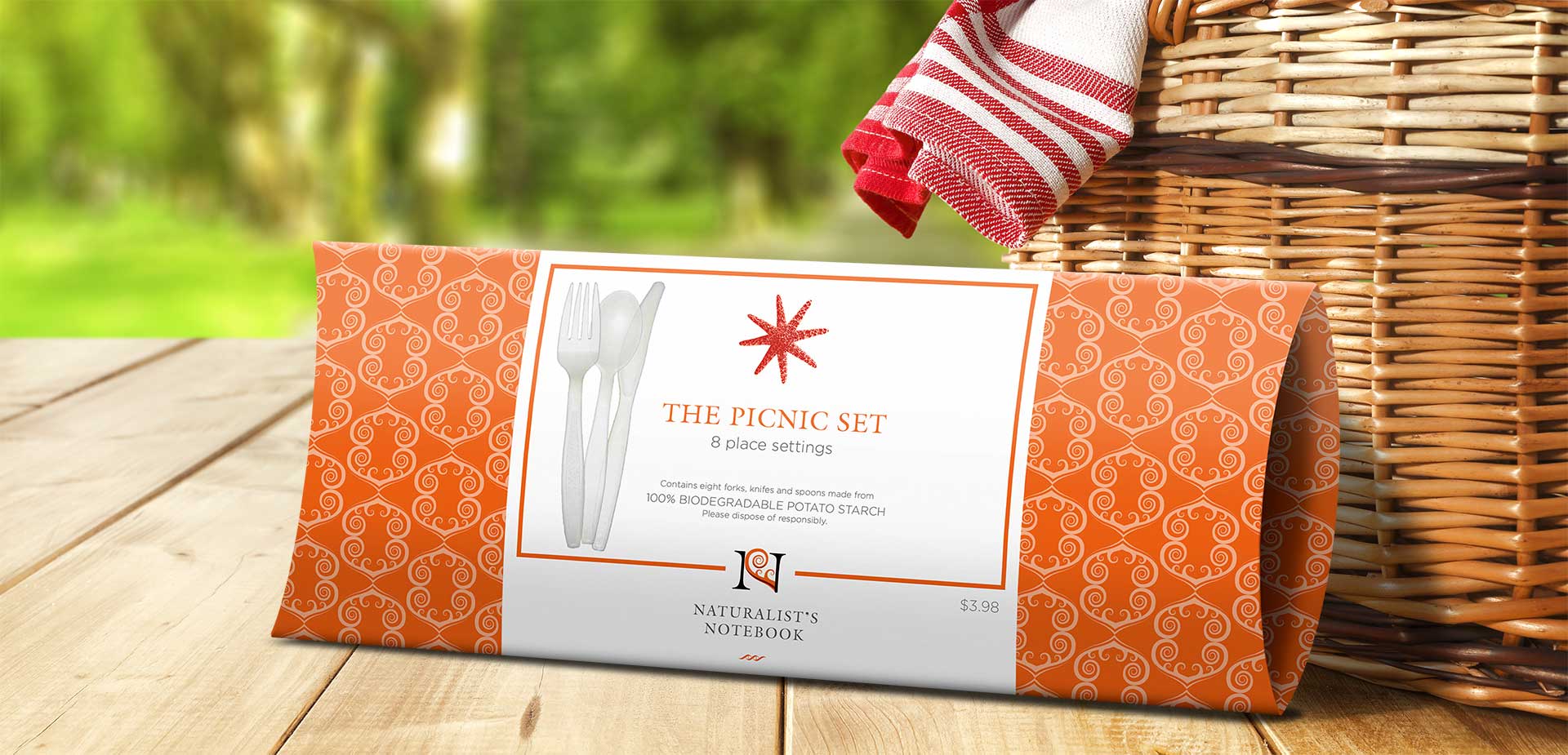 Naturalist's Notebook picnic cutlery packaging