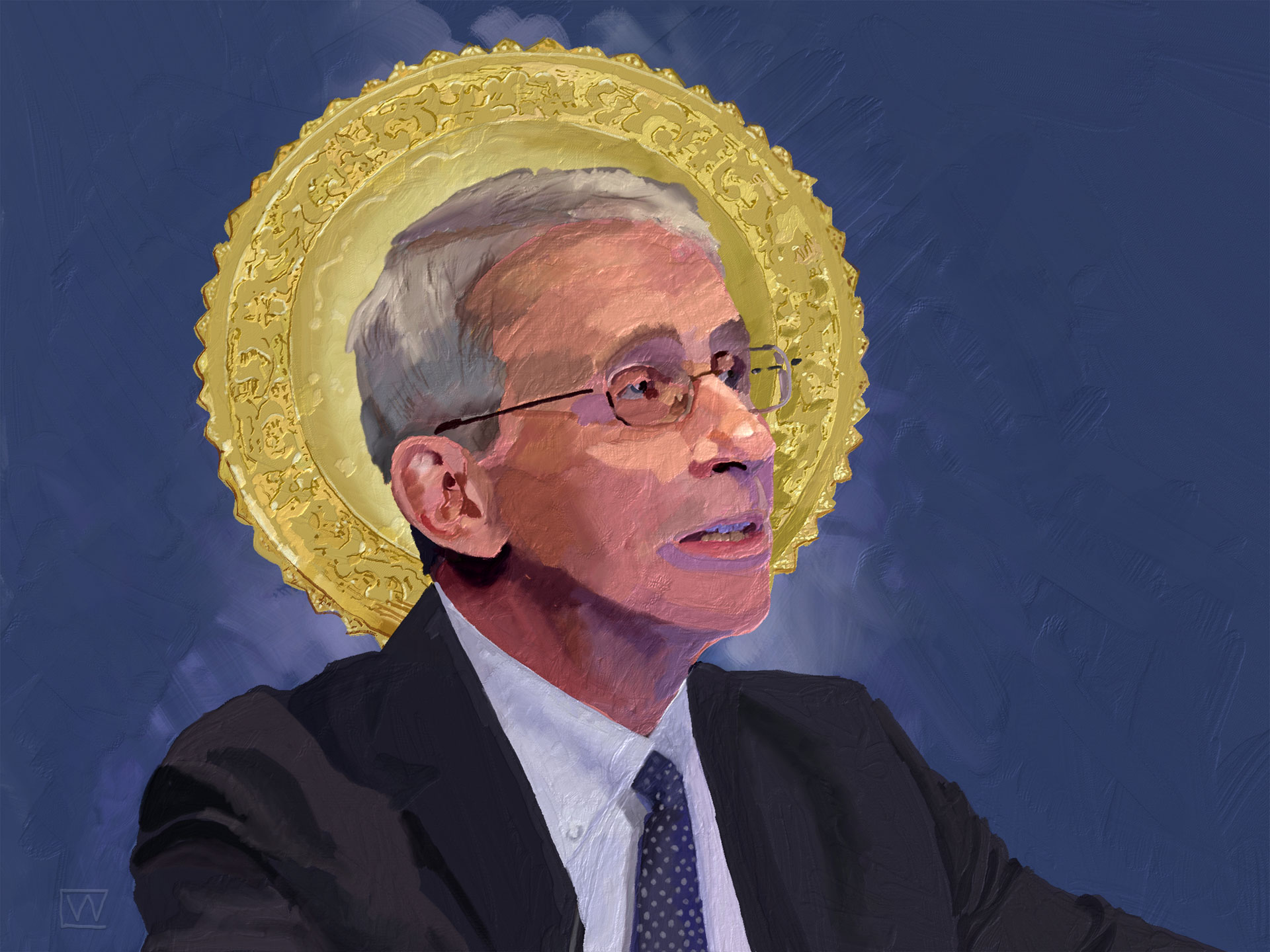 Dr. Fauci with gold halo